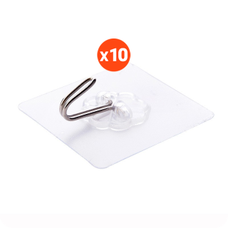 โปรโมชั่น : ตะขอแขวนติดผนังแบบใส กาวในตัว แพ็ค 10 อัน ตะขอแขวนของ แขวนผ้า แขวนของ ตะขอแขวนอเนกประสงค์ เหนียวแน่น ทนทาน รับน้ำหนักดี