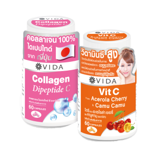 [Booster Set] Vida Collagen Dipeptide C 60 Capsules x Vida Vit C Acerola Cherry & CamuCamu 60 Capsules