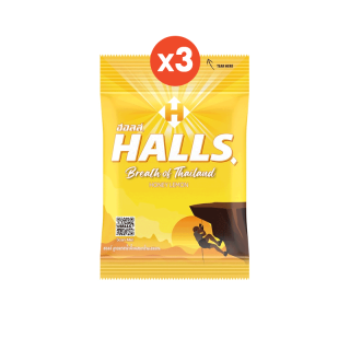 [แพ็ค 3 ถุง] Halls Honey Lemon ฮอลล์ ลูกอมรสน้ำผึ้งผสมกลิ่นเลมอน แบบถุง 100 เม็ด (280 กรัม)