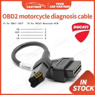 Cartner DUCATI อะแดปเตอร์สายเคเบิ้ลเชื่อมต่อ 4pin เป็น 16pin OBD สําหรับรถจักรยานยนต์ DUCATI OBD ELM327