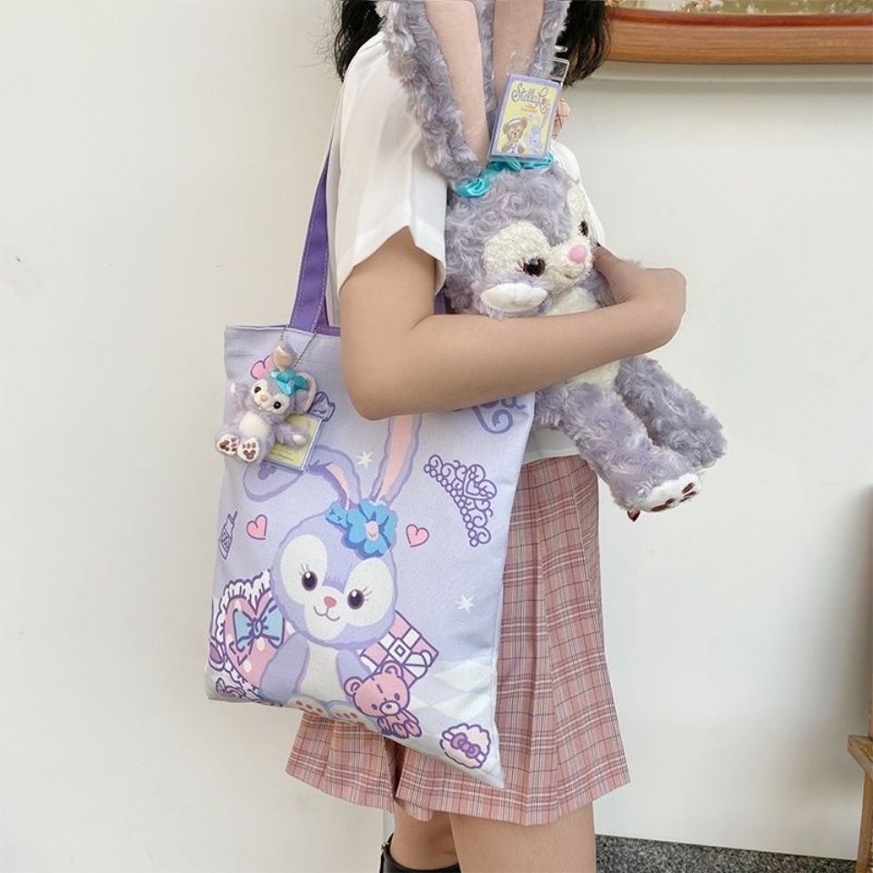 พร้อมส่ง-xingdailu-กระเป๋าสะพายไหล่-กระเป๋าถือ-ผ้าแคนวาส-ลายการ์ตูนกระต่ายน่ารัก-มีซิป-เหมาะกับการพกพาเดินทาง-ไปโรงเรียน-สําหรับวัยรุ่นผู้หญิง