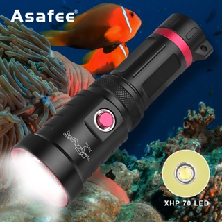 Asafee ไฟฉายดําน้ํา LED XHP70 P70 อเนกประสงค์ กันน้ํา