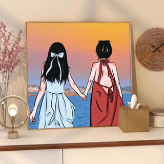 Drofe ภาพวาดสีน้ํามัน ตามตัวเลข ขนาดเล็ก 20 * 20 ซม. พร้อมกรอบ สําหรับตกแต่งบ้าน