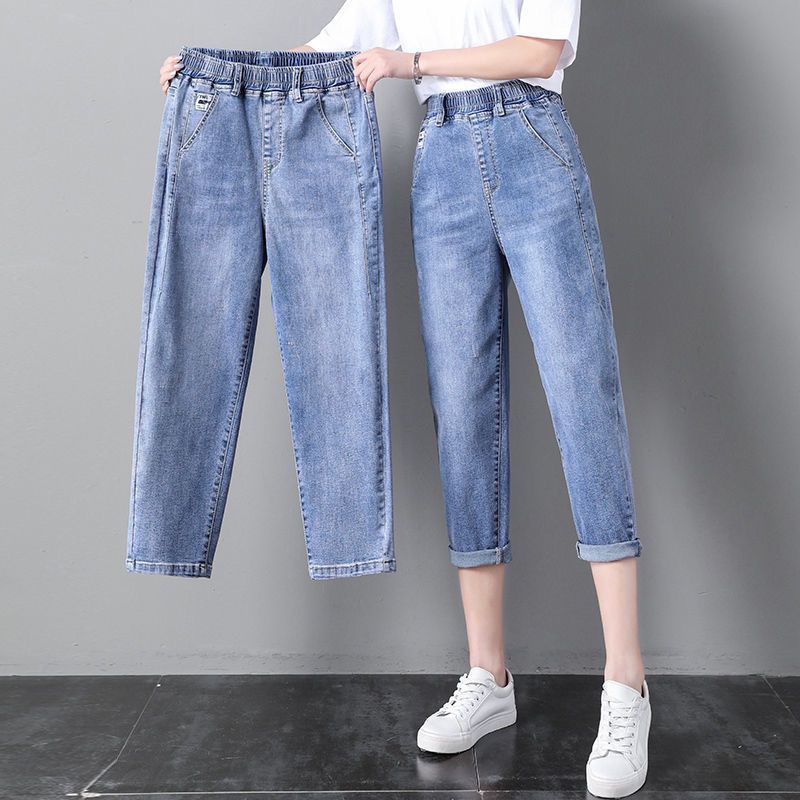 สาวกางเกงยีนส์-ฤดูร้อน-สร้างใหม่-กางเกงยีนส์ยืด-ความหลวม-กางเกงขายาว-กางเกงยีนขากระบอก-กางเกงแฮร์เรน-กางเกงลำลอง