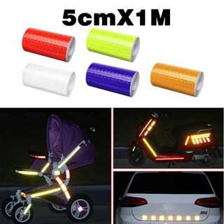 เทปสติกเกอร์สะท้อนแสง ขนาด 5 ซม. X 100 ซม. มีกาวในตัว เพื่อความปลอดภัย สําหรับติดตกแต่งรถยนต์ รถจักรยานยนต์ จักรยาน