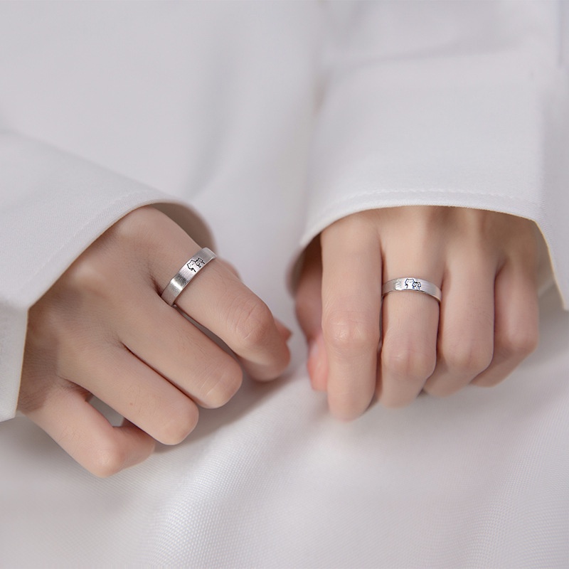 two-little-no-guess-แหวนคู่รัก-ผู้ชาย-ผู้หญิง-หนึ่งคู่-แมวน่ารัก-แหวนเปิด-แฟชั่น-เรียบง่าย-แปรงแมว-แหวน