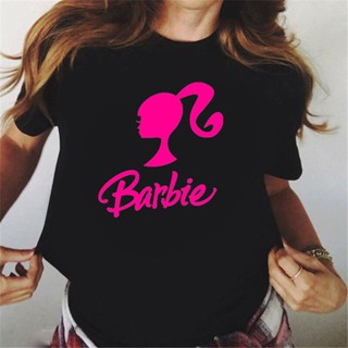 ใหม่ เสื้อยืดลําลอง แขนสั้น ลายบาร์บี้ 80s 90s 00s สีดํา แฟชั่นฤดูร้อน สไตล์สตรีท สําหรับสตรี
