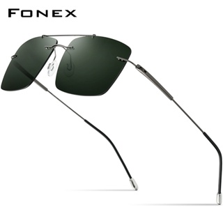 Fonex แว่นตากันแดด ไร้ขอบ โลหะผสมไทเทเนียม ไร้สกรู สําหรับผู้ชาย ผู้หญิง 2023 20009