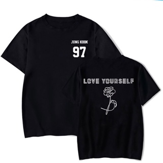 KPOP BTS ผ้าฝ้ายเสื้อยืด JIMIN JUNGKOOK อัลบั้ม LOVE YOURSELF Tear เดียวกันแขนสั้น TOP Mens Plus