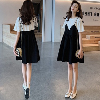 【Dress Oversized】(ใส่ได้ 150 กก.) ชุดมินิเดรส แขนสั้น แฟชั่นเกาหลี พลัสไซซ์ สําหรับผู้หญิงตั้งครรภ์