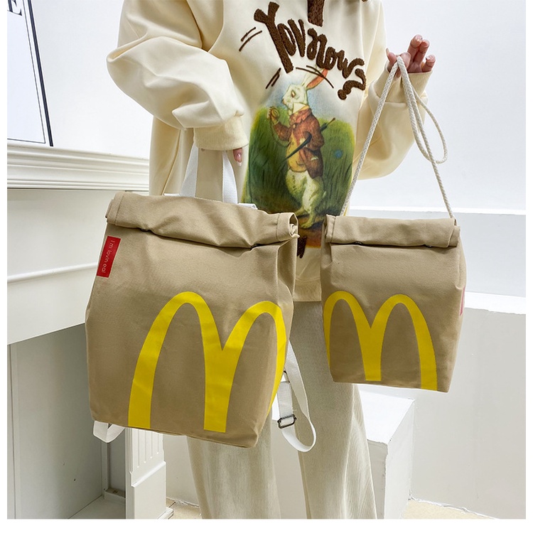 กระเป๋าแมสเซนเจอร์กระดาษของแมคโดนัลด์-กระเป๋าสะพาย-กระเป๋าเป้เด็กผู้หญิงความจุสูงสไตล์น่ารักและตลก-sl19856