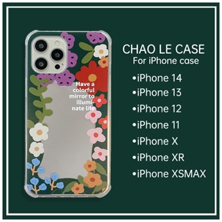 เคสโทรศัพท์กระจกกันกระแทกสำหรับ iPhone 14 Pro Max 13 Pro กันกระแทกกรอบ TPU iPhone 12 Mini 11 Pro XS Max XR X/XS 7 8 Plus กรณีดอกไม้น่ารัก