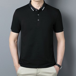 เสื้อโปโลแขนสั้นลําลอง แบบบาง คอโปโล สีพื้น สําหรับผู้ชาย