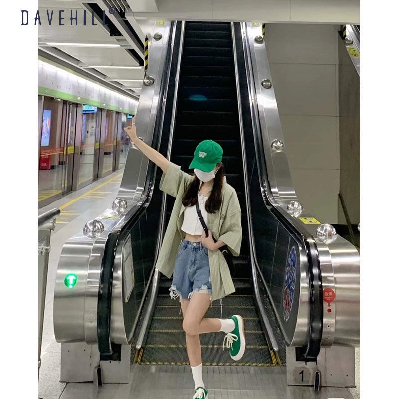 ของแท้-เสื้อโปโลแขนสั้น-คอปก-ปักลายตัวอักษร-ทรงหลวม-สีเขียว-สไตล์เกาหลี-สตรีท-สําหรับผู้หญิง