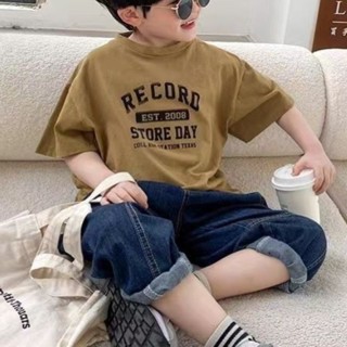 เสื้อยืดแขนสั้น แบบครึ่งแขน สไตล์ตะวันตก แฟชั่นฤดูร้อน สําหรับเด็กผู้ชาย