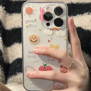 Smiley Face Graffiti Phone Case For Iphone11 Phone Case 13pro Transparent 8P Childrens Fun Apple 12 Full Cover