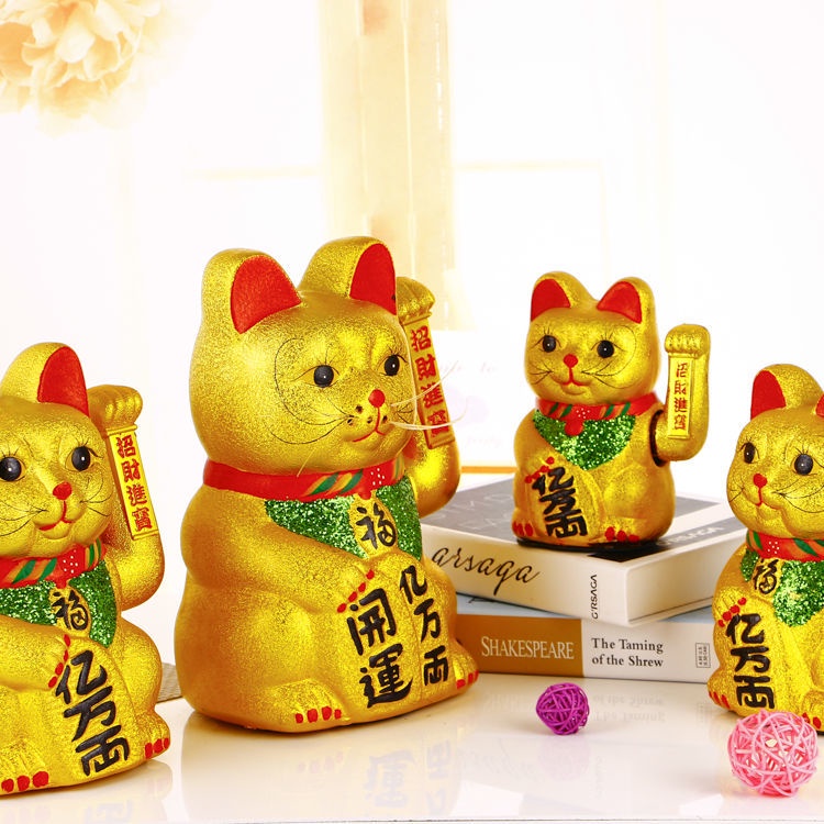 แมวกวัก-ตกแต่งโต๊ะทํางาน-เครื่องบันทึกเงินสด-golden-lucky-cat-เครื่องเขย่าโชคดี-แบตเตอรี่ปลั๊กอิน-ร้านขายเครื่องประดับการ์ตูนเซรามิก-ของขวัญเปิด