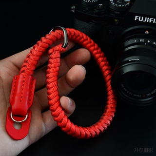 เชือกคล้องข้อมือ หนังวัวแท้ สีแดง สําหรับถ่ายภาพ Leica Lanyard Fuji