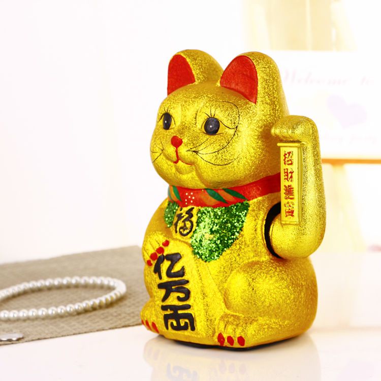 แมวกวัก-ตกแต่งโต๊ะทํางาน-เครื่องบันทึกเงินสด-golden-lucky-cat-เครื่องเขย่าโชคดี-แบตเตอรี่ปลั๊กอิน-ร้านขายเครื่องประดับการ์ตูนเซรามิก-ของขวัญเปิด