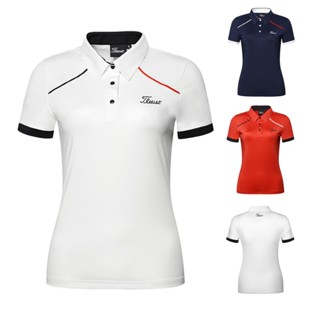 [Titleist] เสื้อโปโลแขนสั้น ผ้าเรยอน แบบบาง กันแดด สไตล์สปอร์ต สําหรับผู้หญิง
