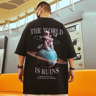 Street Wear Astronaut Printed Round Neck Short-Sleeved T-Shirt Men Women Summer Loose ins Trendy Harajuku Style_03