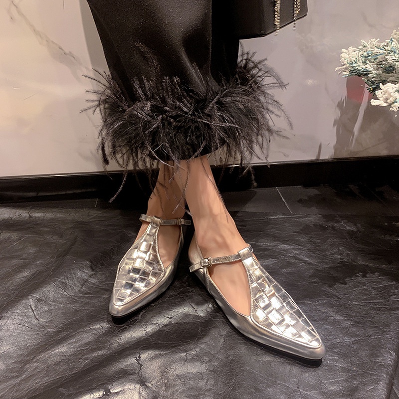 รองเท้าแมรี่เจน-ส้นแบน-หัวแหลม-สีทอง-แฟชั่นฤดูใบไม้ผลิ-สไตล์เรโทร-สําหรับผู้หญิง-2023