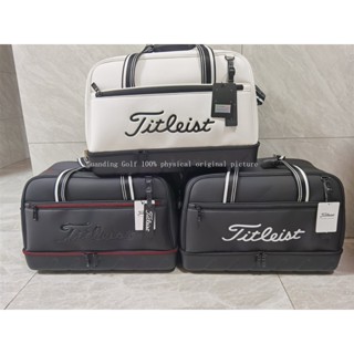 [Titleist] ใหม่ กระเป๋าเสื้อผ้า หนัง PU กันน้ํา สองชั้น จุของได้เยอะ สําหรับใส่รองเท้ากอล์ฟ