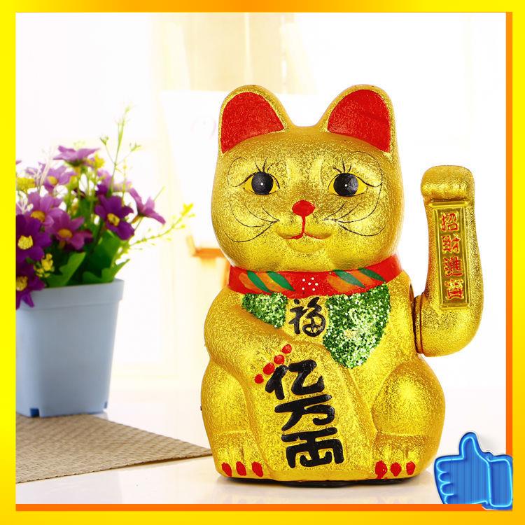 แมวกวัก-ตกแต่งโต๊ะทํางาน-เครื่องบันทึกเงินสด-golden-lucky-cat-เครื่องเขย่าโชคดี-แบตเตอรี่ปลั๊กอิน-ร้านขายเครื่องประดับการ์ตูนเซรามิก-ของขวัญเปิด