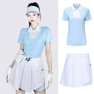 เสื้อแขนสั้น กระโปรง ระบายอากาศได้ดี สวมใส่สบาย แฟชั่นฤดูร้อน สําหรับสตรี เหมาะกับการเล่นกอล์ฟ