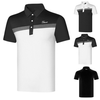 Titleist เสื้อโปโลแขนสั้น ระบายอากาศ แห้งเร็ว พลัสไซซ์ สีตัดกัน สําหรับผู้ชาย