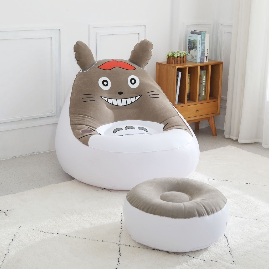 โปรโมชั่นใหญ่-เพื่อนบ้านของฉัน-totoro-โซฟาเป่าลมการ์ตูนขี้เกียจโซฟาขนาดเล็กพับได้สีแดงขี้เกียจโซฟาบ้านเช่าแบบพกพาน่