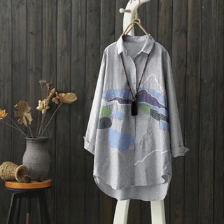 เสื้อเชิ้ตแขนยาว ผ้าฝ้าย ปักลาย ขนาดใหญ่ เข้ากับทุกการแต่งกาย แฟชั่นฤดูใบไม้ผลิ และฤดูใบไม้ร่วง สําหรับผู้หญิง