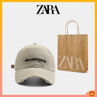 หมวกแก็ป หมวกสีส้ม ZARA หมวกทรงแหลมแบบลำลองสำหรับคู่รักสไตล์เกาหลีแบบใหม่ที่มีหลังคานุ่มใส่ได้กับทุกชุดหมวกเบสบอลแบบเก่าที่ซักด้วยน้ำมีรูขาดสำหรับผู้หญิง ins อินเทรนด์