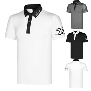 Titleist เสื้อโปโลแขนสั้น ระบายอากาศ แบบแห้งเร็ว สวมใส่สบาย เหมาะกับใส่เล่นกีฬากอล์ฟกลางแจ้ง สําหรับผู้ชาย