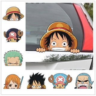 สติกเกอร์ติดรถยนต์ ลายการ์ตูน One Piece Luffy Chopper Zoro Nami Sanji สําหรับตกแต่งรถยนต์ไฟฟ้า