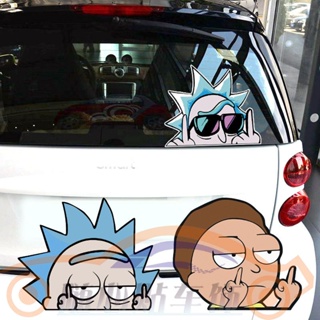 สติกเกอร์ติดกระจกหลังรถยนต์ ลาย Family Rick and Morty แบบสร้างสรรค์ กันรอยขีดข่วน