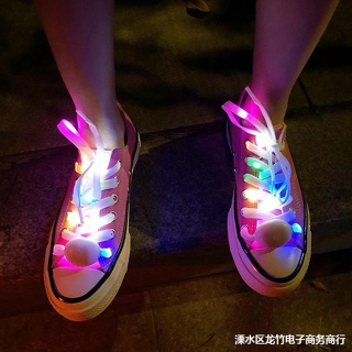เชือกผูกรองเท้าเรืองแสง Led เรืองแสง สีสันสดใส ตกแต่งรองเท้า เชือกผูกรองเท้า กลางคืน อุปกรณ์วิ่ง