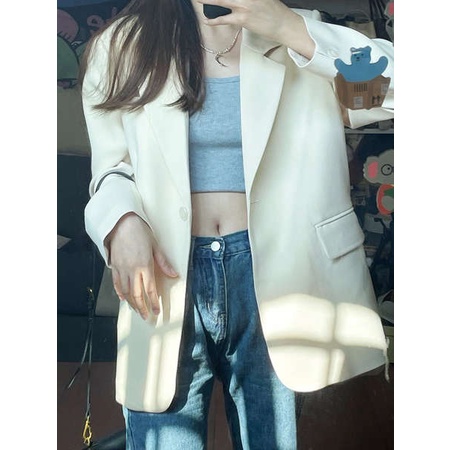 เบลเซอร์สาวอวบ-สูทเบลเซอร์ผู้หญิง-2023ใหม่เสื้อสูทผู้หญิงสไตล์เกาหลีหลวมสีเบจสูทแฟชั่นลำลองเรียบง่ายแมทช์ลุคง่าย