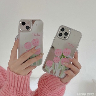เคสโทรศัพท์มือถือ กันกระแทก ปิดด้านหลัง ลายดอกไม้ทิวลิป สําหรับ iPhone 14 13 11 12 Pro Max 14Pro