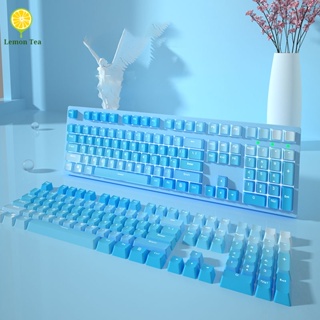 [In stock] Blue keycap PBT light-transmitting OEM high double shot dip-dyeing process front engraved personalized keycap