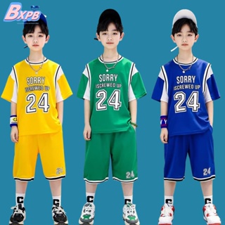 Bxpb- ชุดกีฬาบาสเก็ตบอล แขนสั้น กางเกงขาสั้น พิมพ์ลาย สไตล์เกาหลี สามสี สําหรับเด็ก 110-170