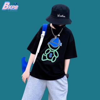 Bxpb เสื้อยืดแขนสั้นลําลอง ทรงหลวม พิมพ์ลาย สไตล์เกาหลี แฟชั่นฤดูร้อน สําหรับเด็กผู้ชาย และผู้หญิง 110-160