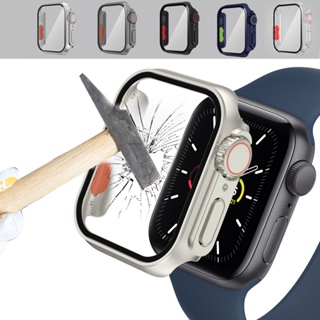กระจก + เคส สําหรับ Apple Watch 44 มม. 45 มม. 41 มม. 40 มม. + ฝาครอบป้องกันหน้าจอ สําหรับ iwatch series 8 7 6 5 4 SE