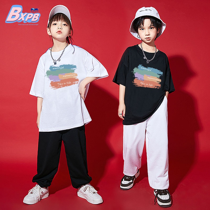 bxpb-เสื้อยืดแขนสั้นลําลอง-ผ้าฝ้าย-ทรงหลวม-พิมพ์ลาย-สไตล์เกาหลี-แฟชั่นฤดูร้อน-สําหรับเด็กผู้ชาย-และผู้หญิง-110-170