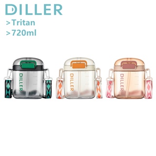 Diller Tritan ขวดน้ํา พร้อมหลอดดูด กันรั่วซึม ไร้ BPA แฟชั่น (720 มล.) D2308