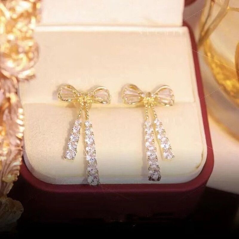 korean-s925-silver-needle-golden-bow-crystal-zircon-rhinestone-earrings-sweet-girl-bow-tassel-earrings-women-fashion-accessories-jewelry-long-earrings