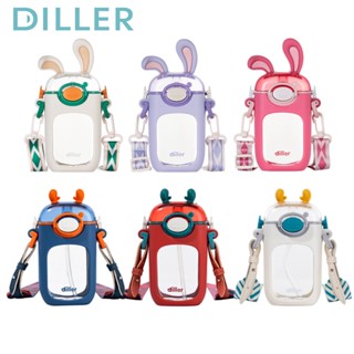 Diller Tritan ขวดน้ําดื่ม พร้อมหลอดดูด กันรั่วซึม ไร้ BPA น่ารัก แฟชั่น (400 มล.) D-T4015 D2305