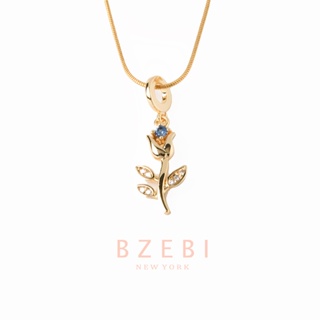 BZEBI สร้อยคอ แฟชั่น จี้ ทอง หวาน สีชมพู ทิวลิป เรียบๆจี้ดอกไม้ เครื่องประดับ ปรับได้ สําหรับผู้หญิง 1161n