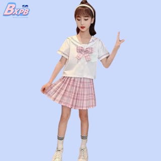Bxpb- ชุดเสื้อ+กางเกงกระโปรง แฟชั่นฤดูร้อน สไตล์เกาหลี สําหรับเด็กผู้หญิง ไซซ์ 110-160 2 ชิ้น