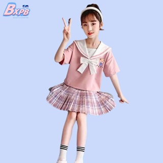 Bxpb- ชุดเสื้อ+กางเกงกระโปรง แฟชั่นฤดูร้อน สไตล์เกาหลี สําหรับเด็กผู้หญิง ไซซ์ 110-160 2 ชิ้น